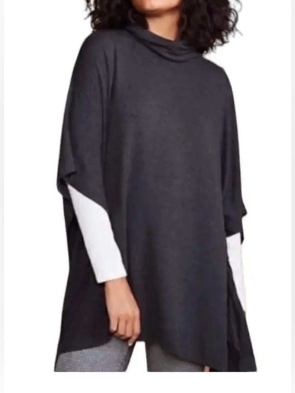 Lou & Grey heather charcoal gray signature soft cowl neck poncho pullover